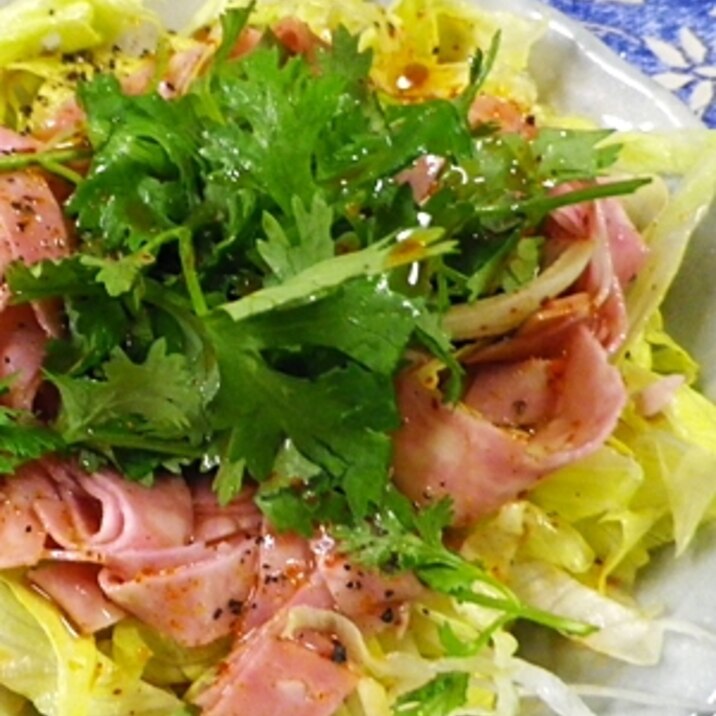 レタス香菜ビアソーのスパイシーサラダ